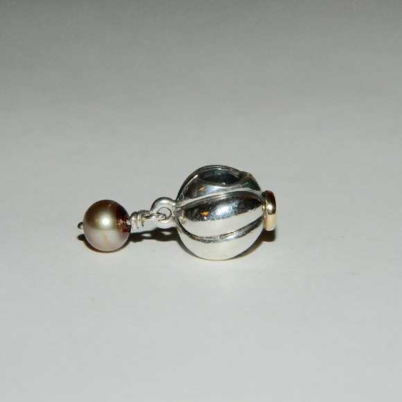 Pandora 14k Blooming Bud Pearl Charm Dangle - Picture 5 of 8